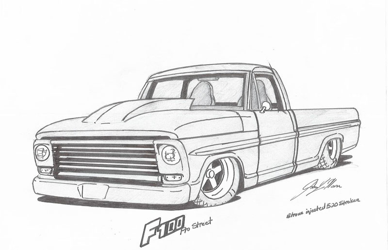 Lowrider Trucks  Free Coloring Pages