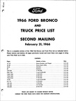 1966 Ford Truck & Bronco Price List