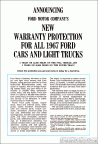 1967 Ford car/light truck warranty