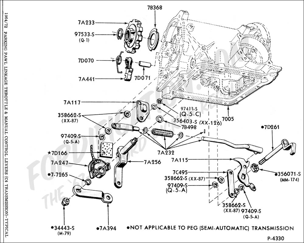 Ford C4 Diagram - Parking Pawl Linkage Manual Control Levers C Transmission Typical - Ford C4 Diagram