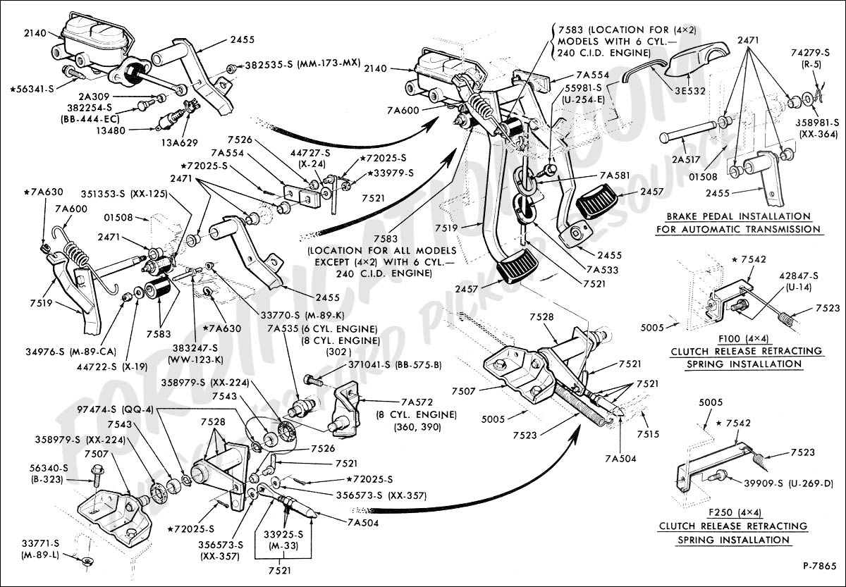 2000 Ford f350 clutch pedal assembly