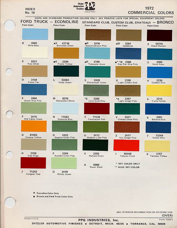 1971 Ford Truck R-M Color Chip Paint Sample Vintage