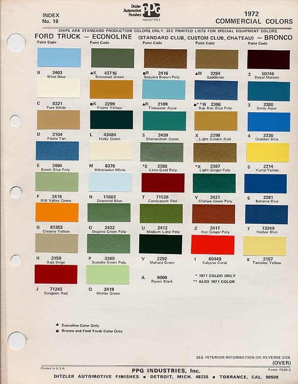 1956 Ford truck color chart