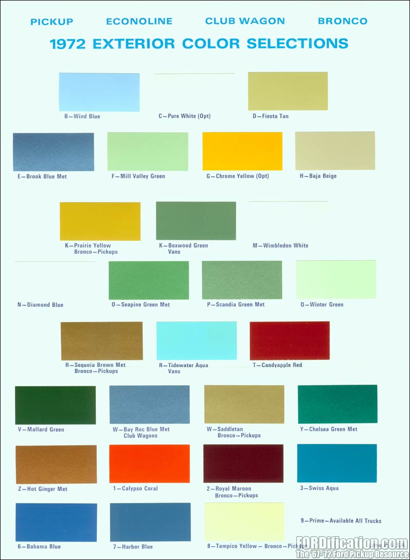 1969 Ford F100 Color Chart